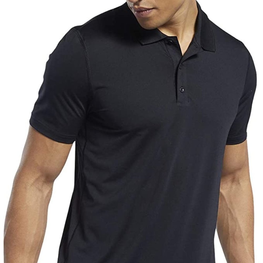 🆕Reebok Men's Workout Ready Recycle Polo, Black, Brand New, NWT, Authentic